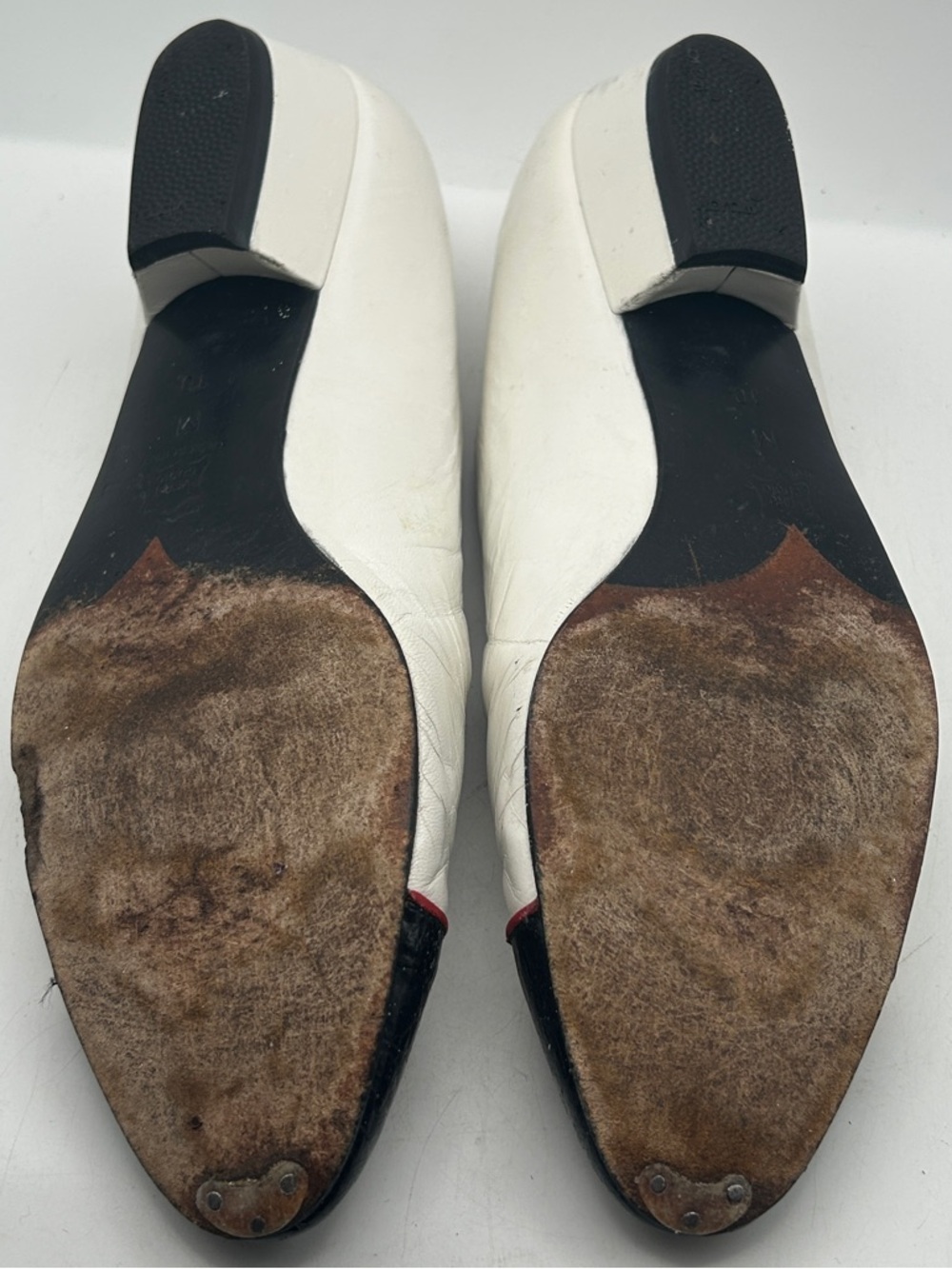 YSL Cap Toe Pumps Leather Vintage Shoes Womans 10 Black White Old Money - Picture 2 of 15